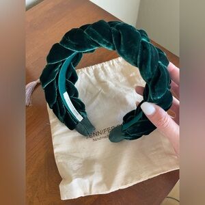Like New Jennifer Behr Emerald Velvet Braided Headband